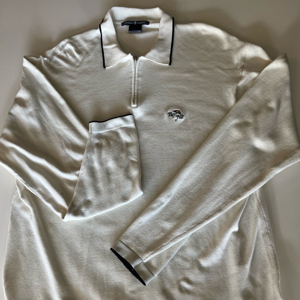Men's White Zip-Up Sweater